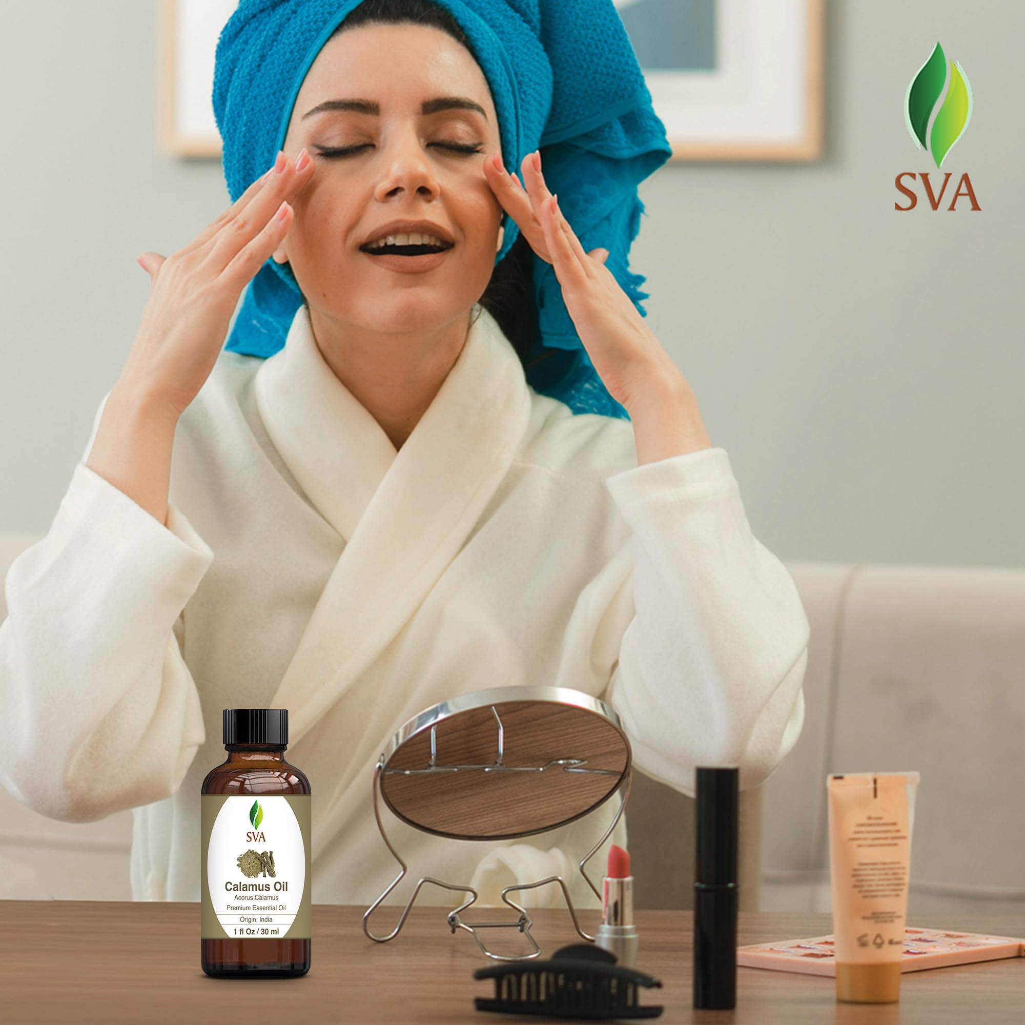 SVA Calamus Essential Oil - 1 Fl Oz - 100% Natural Calamus Oil - for Diffuser, Hair Care, Face, Skin Care, Aromatherapy, Scalp a