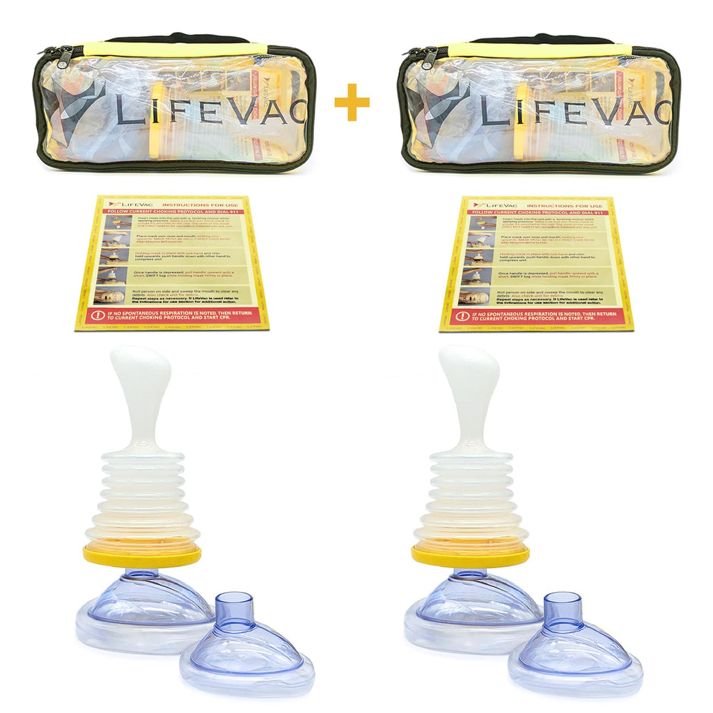 LifeVac Yellow Travel Kit 2 Pack - Portable Suction Rescue Device, First Aid Kit for Kids and Adults, Portable Airway Suction De