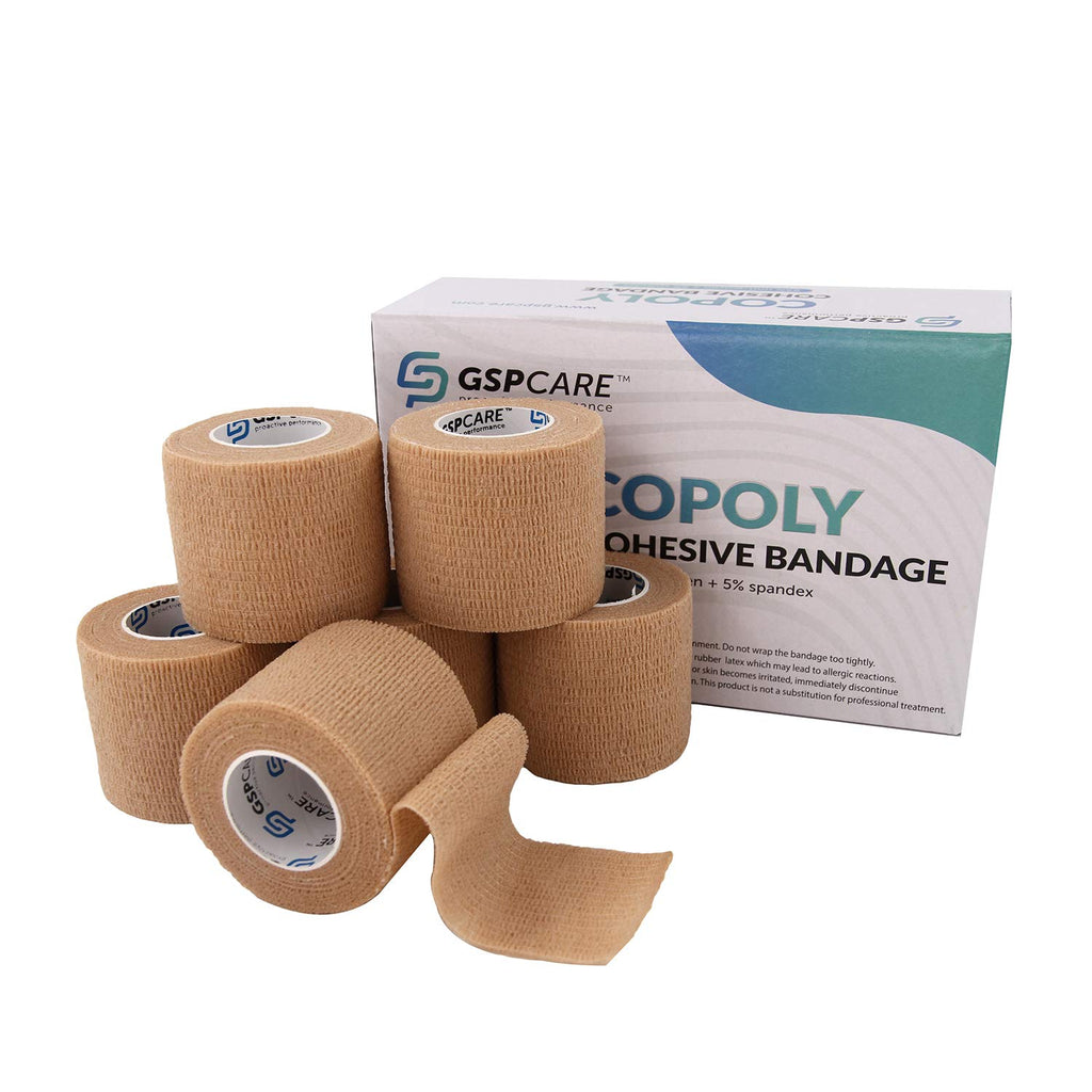 Self Adherent Cohesive Bandages Wrap 6 Count 2 x 5 Yards, Medical Tape, Adhesive Flexible Breathable First Aid Non Woven Rolls, 