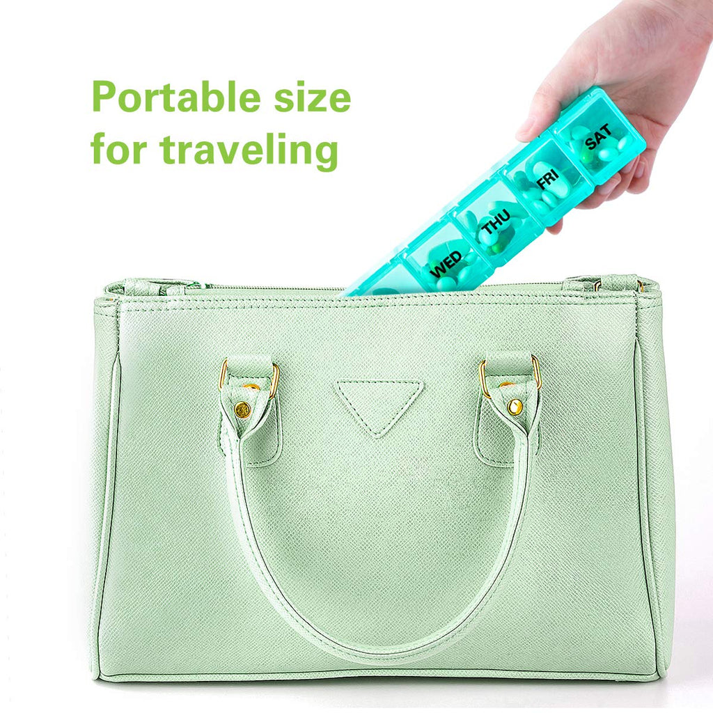 BUG HULL Weekly Pill Organizer Large 2 Packs, Extra Large Travel Pill Organizer, Pill Box 7 Day, Travel Pill Case, Medicine Pill