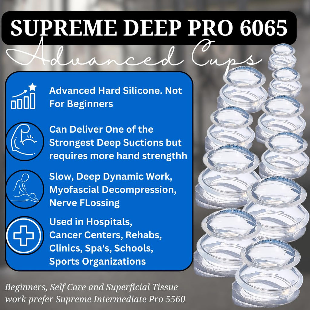 CUPPING WAREHOUSE Advanced Supreme 10 DEEP PRO 6065 Cupping Therapy Set- Harder Silicone- Cupping Set Massage Therapy Cups- Mass