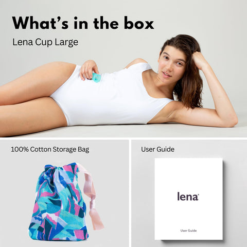 Lena Menstrual Cup - Reusable, Soft Silicone Period Cup, Super Heavy Flow - Alternative to Tampons, Pads, Period Underwear - Per