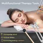 Tuning Forks for Healing Set (128Hz, 256Hz, 512Hz), Tuning Fork with Reflex Hammer for Healing/Frequency Instrument/Sound Therap