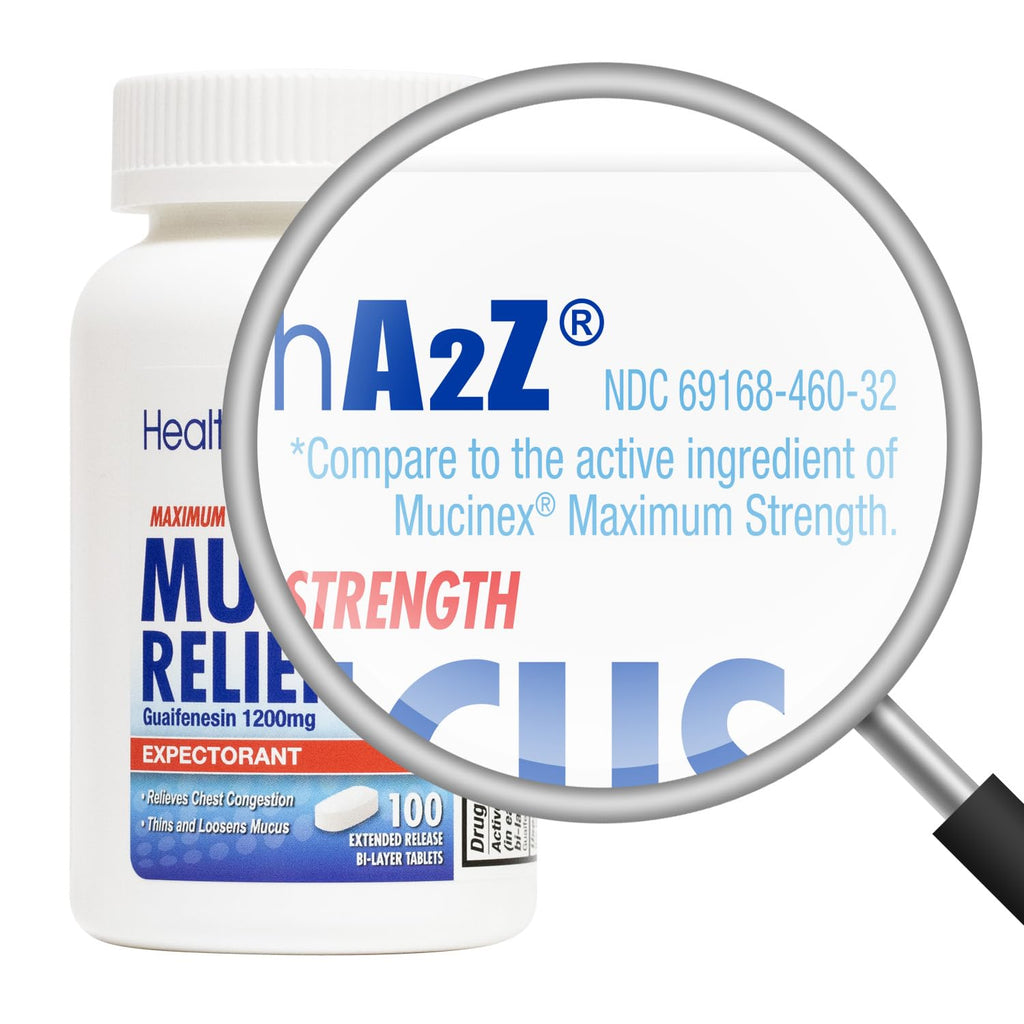 HealthA2Z Mucus Relief | Guaifenesin 1200 mg | 50 Tablets | Maximum Strength | 12 Hour | Expectorant | Relieves Chest Congestion