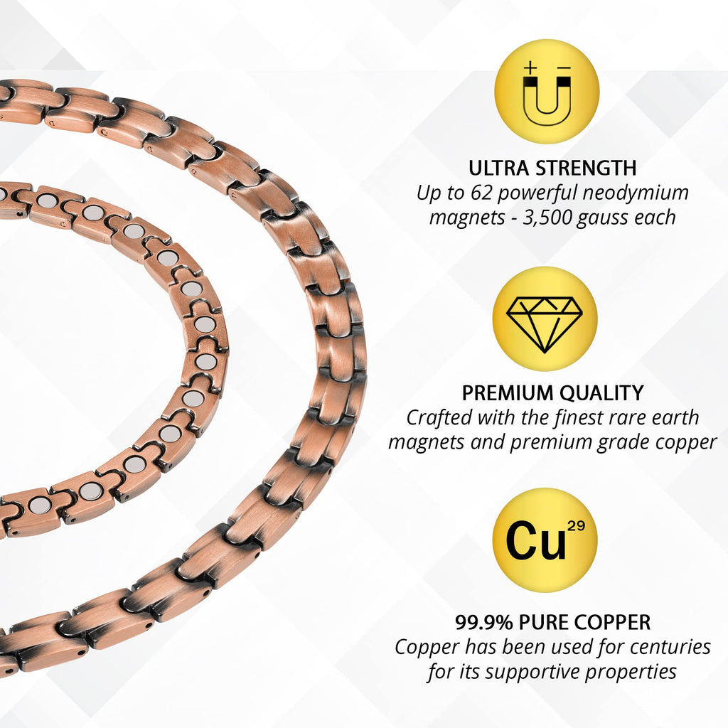 MagnetRX Copper Magnetic Necklace - Ultra Strength Magnetic Copper Necklace for Men and Women - 99.9% Pure Copper Necklace with