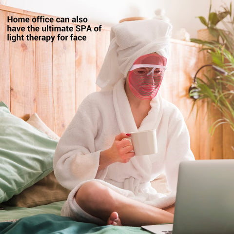 L E D Face Mask Light Therapy, 7 Colors L E D Light Therapy Mask, Red & Blue Light Therapy for Face, Light Mask for Skin Care, P