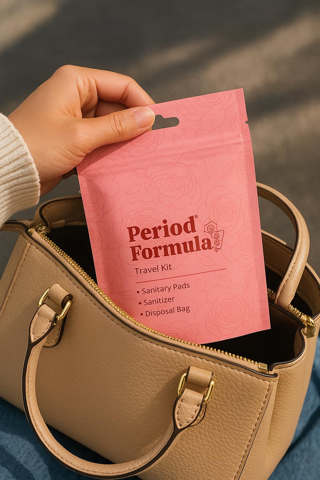 Period Kit/Travel Kit - 5 Kits -Sanitary Pad & Liner, Hand Sanitizer, Disposal Bag - Feminine Hygiene Essentials Period Formula