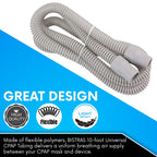 BISTRAS Made in USA- Universal CPAP Tubing 10 foot Compatible with All Major CPAP, BiPAP and Most Machines