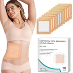 10Pcs Castor Oil Pack Wrap for Liver, Stomach, Belly Button | 8.7 *7.9  Organic Cotton Pads | Highly Absorbent Self-Adhesive Dis