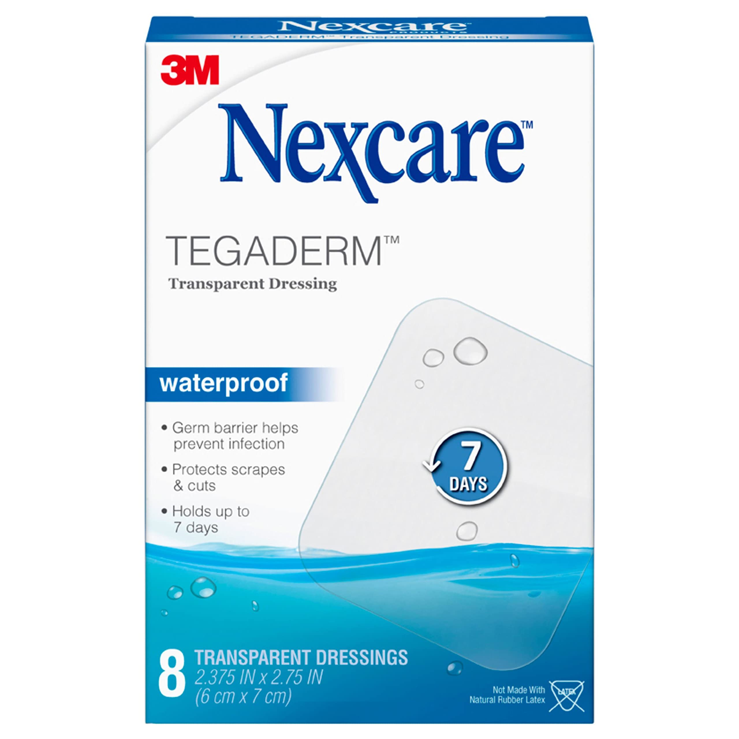 Nexcare Tagoderm Waterproof Transparent Dressing 2.37 x 2.75 8 Count (Value Pack of 12)