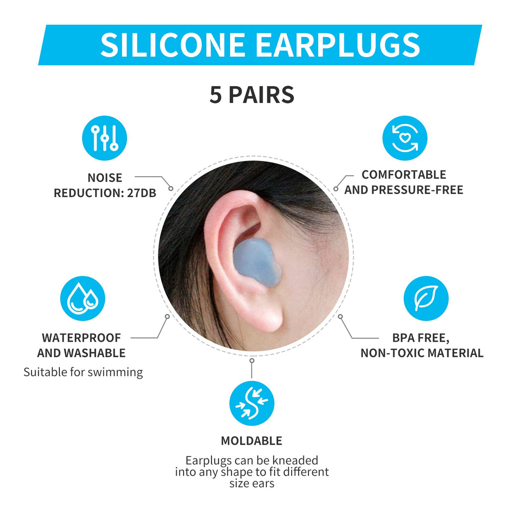 LYSIAN Ultra Soft Moldable Ear Plugs for Sleeping and Swimming Adults and Kids - Reusable Noise Cancelling Earplugs for Sound Bl