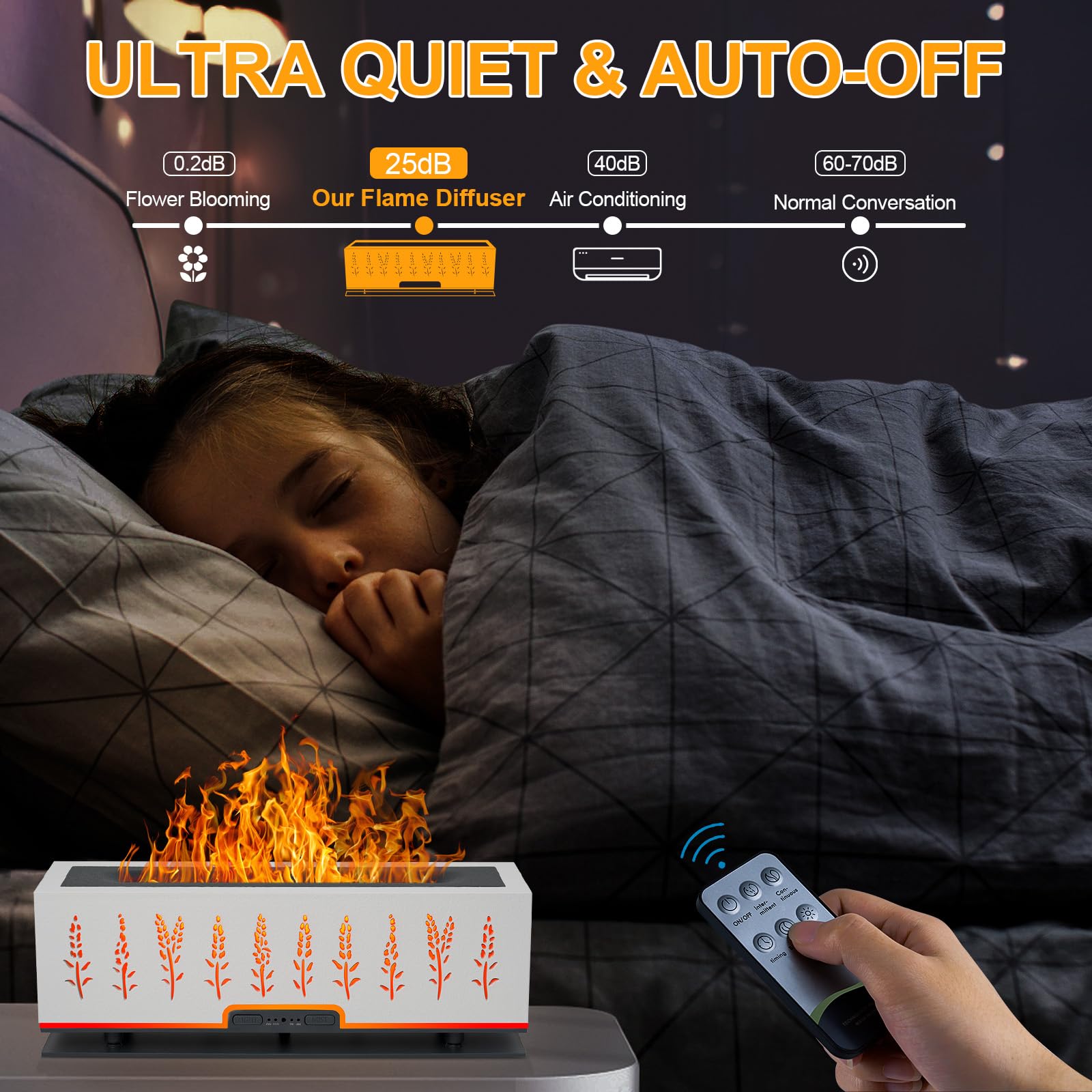 WENPHONE Colorful Essential Oil Diffuser, 7 Colors Flame Diffuser Changing Aromatherapy Diffuser, 200ml Cool Mist Ultrasonic Dif