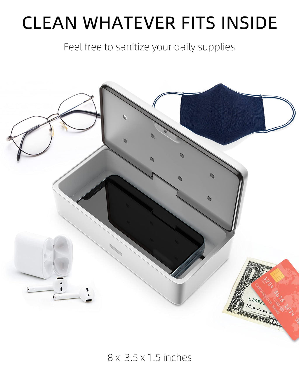 UV Light Sanitizer Box, UVC Phone Sanitizer Box for Smartphone,Jewellery and Household Items