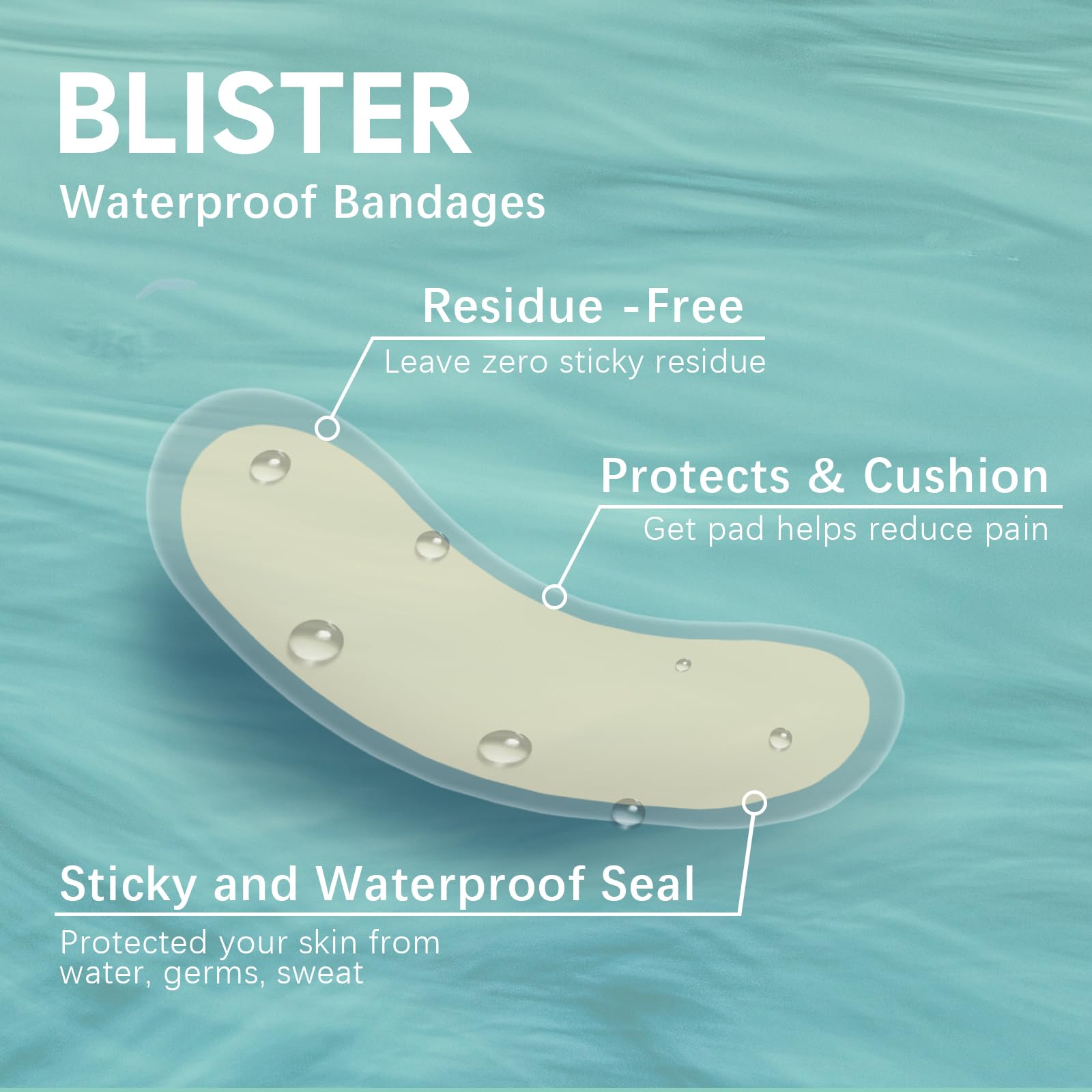 Gel Blister Hydrocolloid Bandages - Welnove 30ct Blister Cushions (Spot Pack) - Blister Bandages for Heel, Toe & Foot - Blister