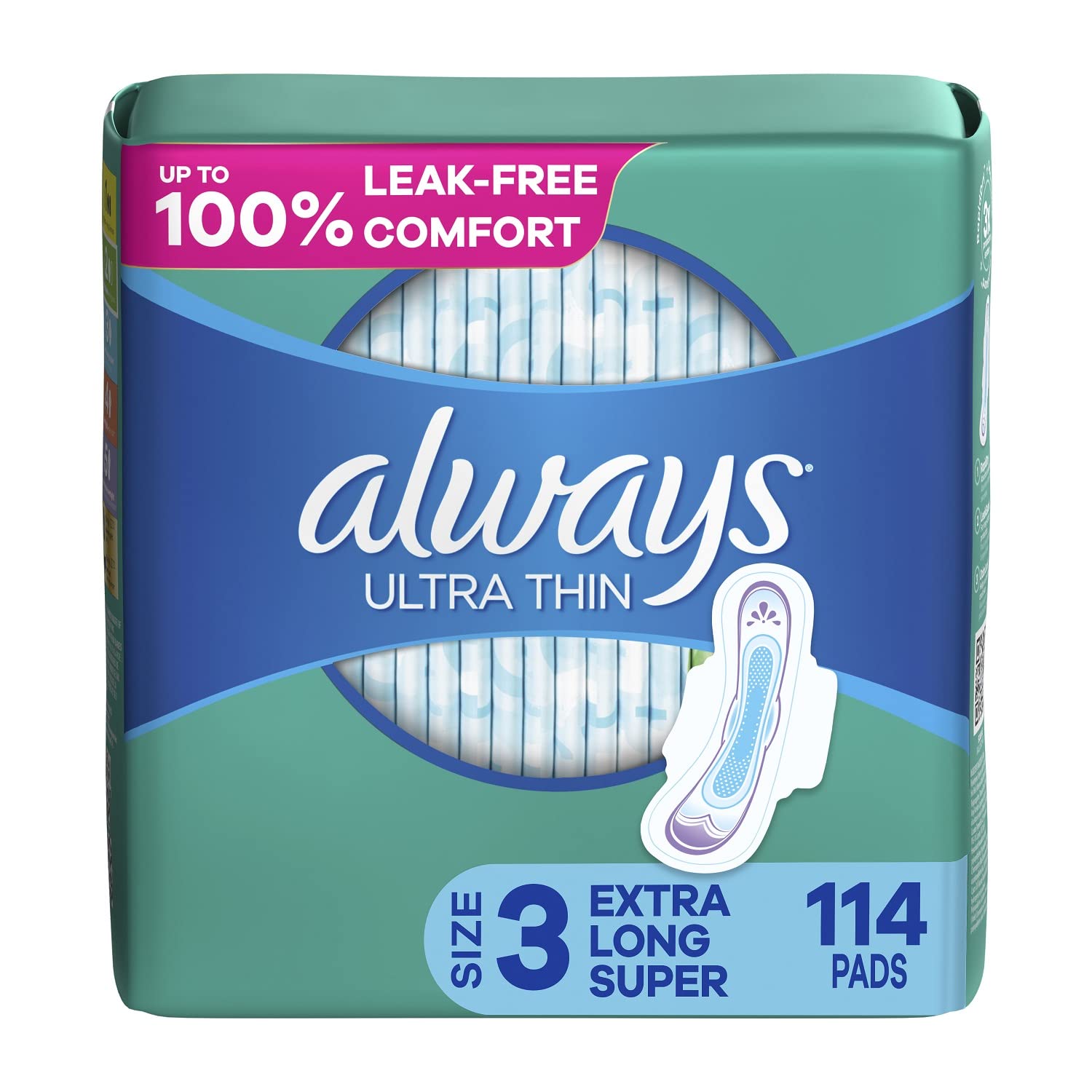 Always Ultra Thin Feminine Pads For Women, Size 3 Extra Heavy Long Absorbency, Multipack, With Wings, Unscented, 38 Count x 3 Pa