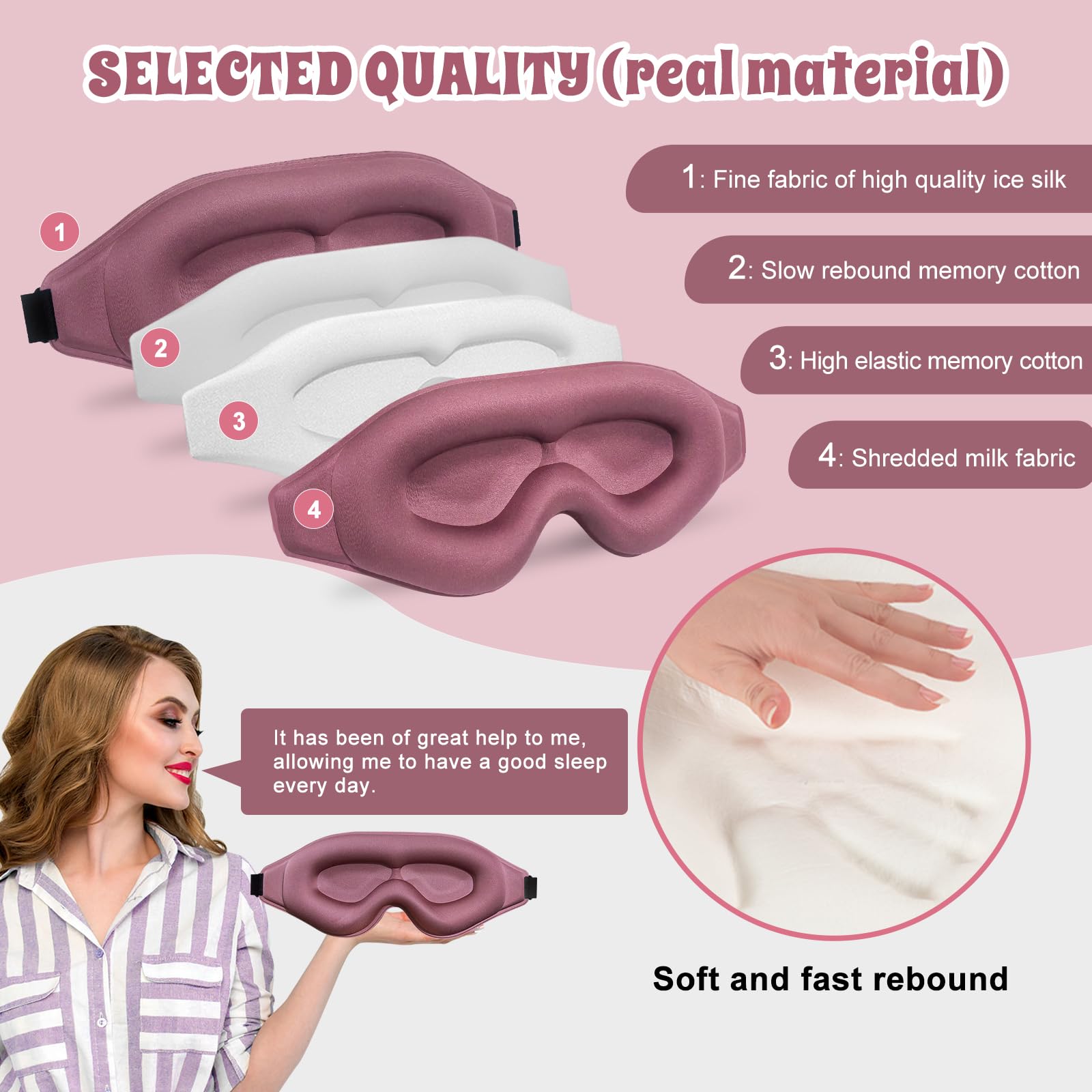 Clbxzwc 3D Advanced Eye Mask for Sleeping, Ultra Delicate Soft Skin Friendly Eye mask,100% Blackout Sleep Eye Mask for Sleep, Ey
