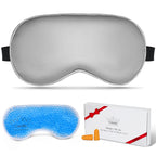 Cavoilu Sleep Mask w/ Cooling Gel Eye Mask, Silk Eye Mask for Sleeping, Hot & Cold Eye Masks, Blindfold Eye Cover Sleeping Mask 