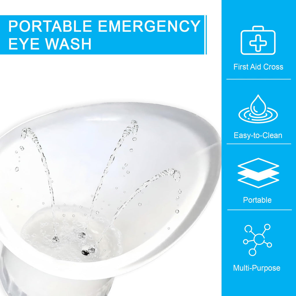 WASH+OUT Eye Wash Cup - Portable Eyewash Device - Emergency Eye Wash Cup That Screws on to Most Water Bottles and Flushes Eyes i