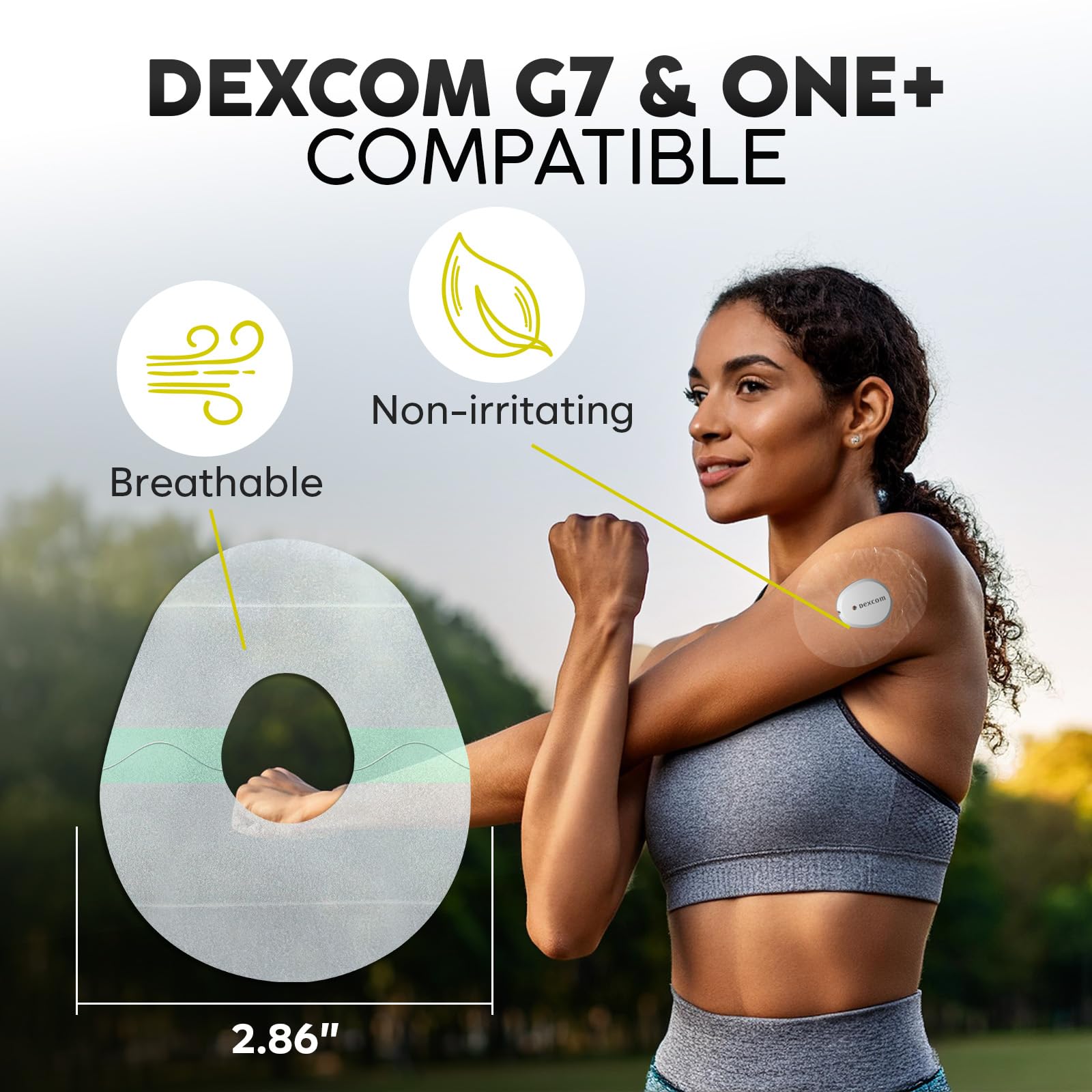 Adamson Dexcom G7 Over Patches Waterproof - 20 Clear Adhesive Patches - Transparent CGM Covers No Glue on Sensor - Strong Hold -