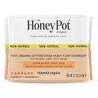 The Honey Pot Company - 64ct - Pads for Women - Non-Herbal Heavy Overnight Pads w/Wings - Organic Cotton Cover, & Ultra-Absorben