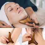 Honbay 2PCS Reflexology Tools Wood Body Massager Triangle Gua Sha Board Scraping Board Foot Massage Stick Tool Head Neck Hand Wa