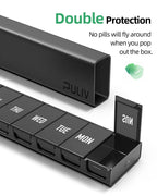 PULIV Dual Black Lightproof Weekly Pill Organizer, Extra Large Travel Pill Box 7 Day with Privacy Protection Design, BPA-Free Da