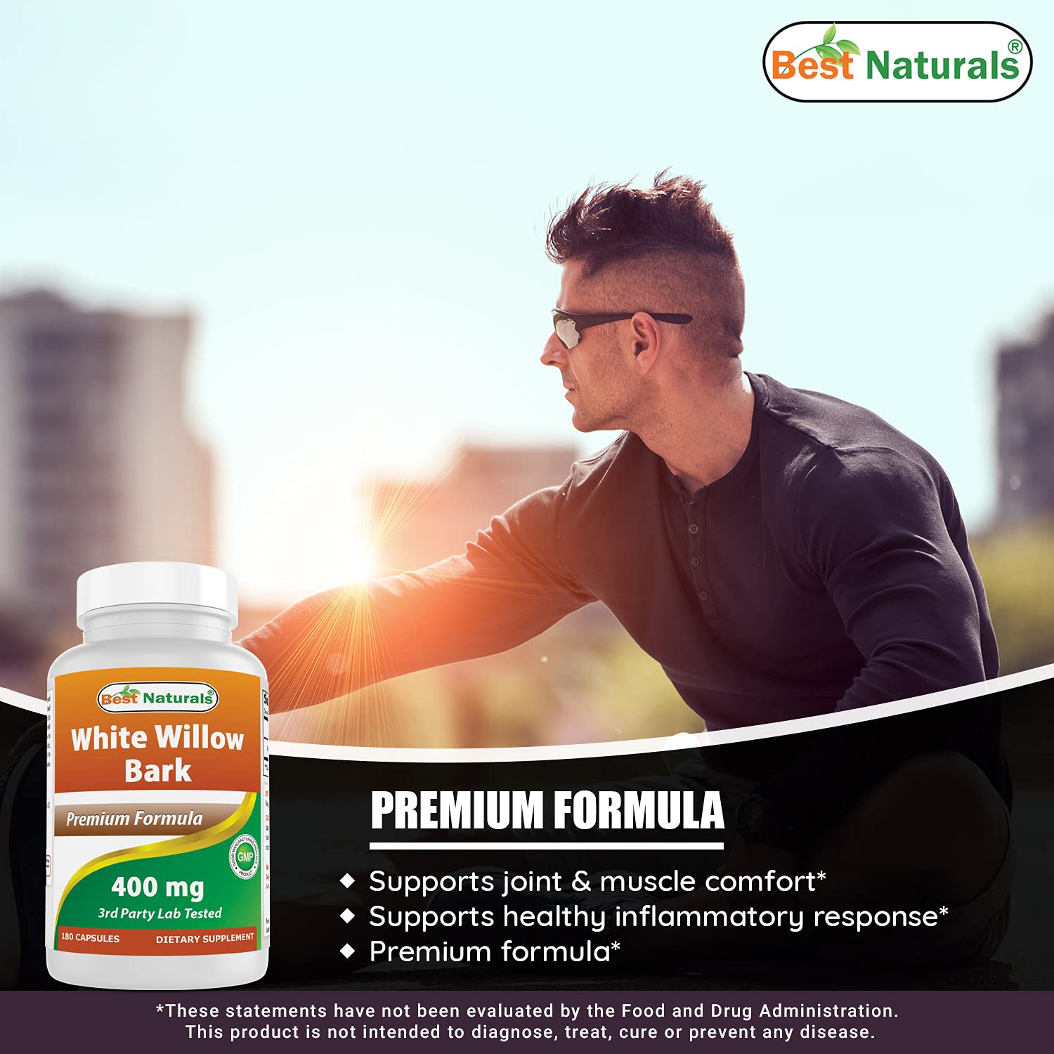 Best Naturals White Willow Bark 400 mg 180 Capsules