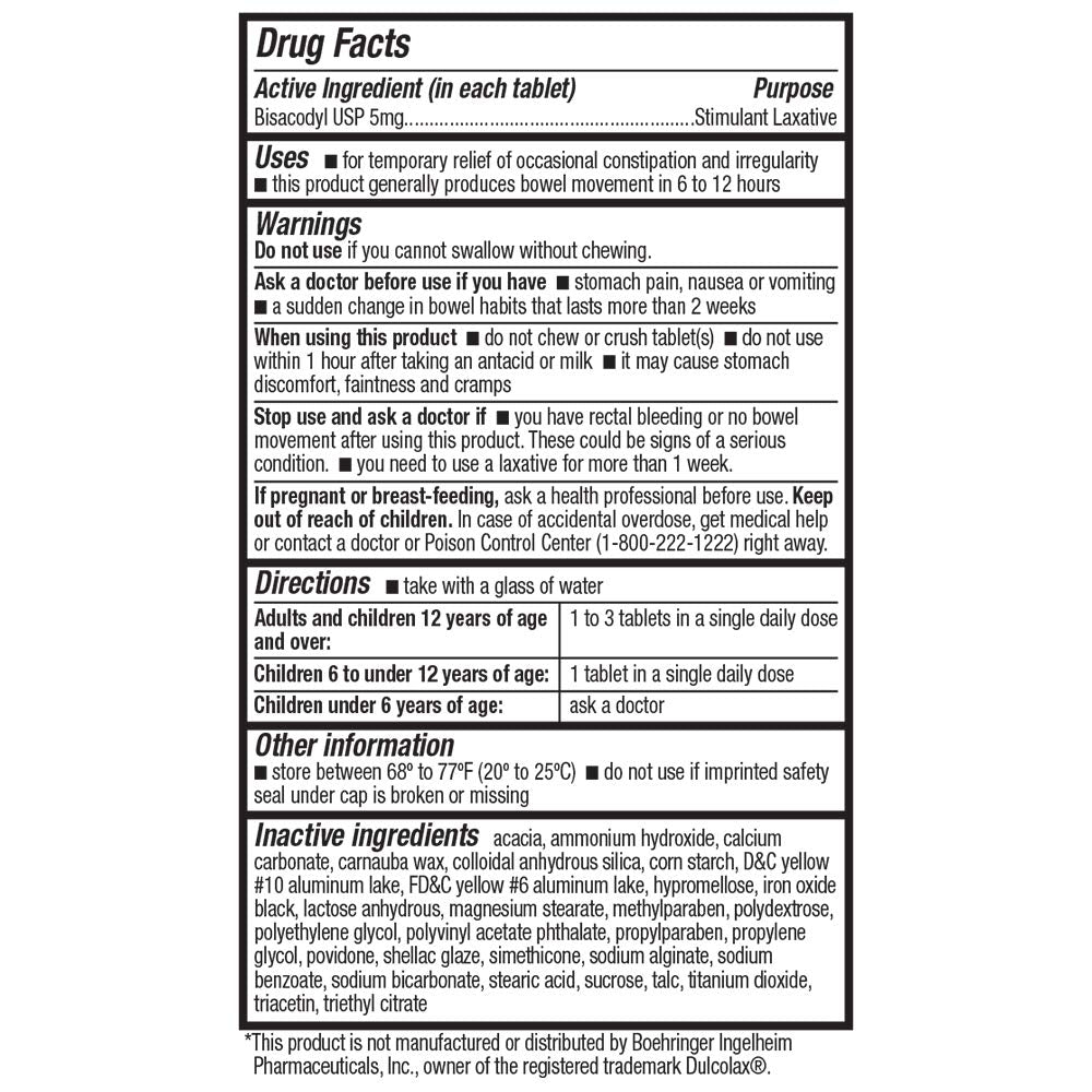 HealthA2Z Laxative Bisacodyl 5mg | 250 Counts | Gentle and Fast Overnight Relief for Constipation