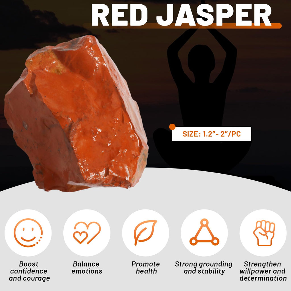 1.1lb Bulk Raw Red Jasper Rough Crystal-Natural Red Jasper Stone Raw Stones Crystal for Tumbling, Cabbing, Fountain Rocks, Decor