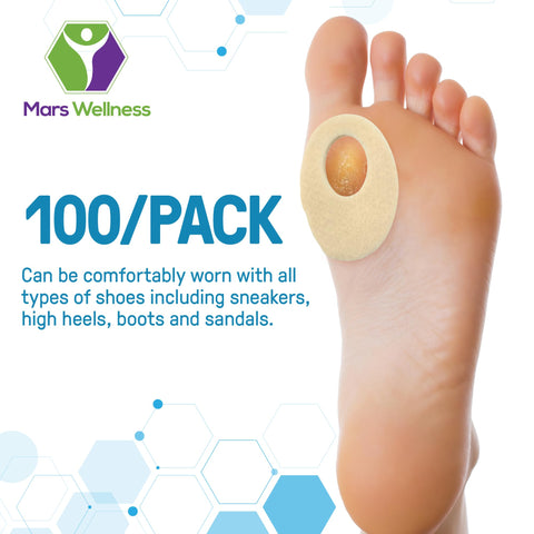 Oval Shaped Felt Callus Protective Pads - Adhesive Foot Pads That Surround Calluses from Rubbing On Shoes - 1/8 '' - 100 Pack