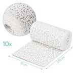 Navaris Plaster Cloth Rolls (L, Pack of 10) - Gauze Bandages for Body Casts, Plaster of Paris for Craft Projects, Belly Casting