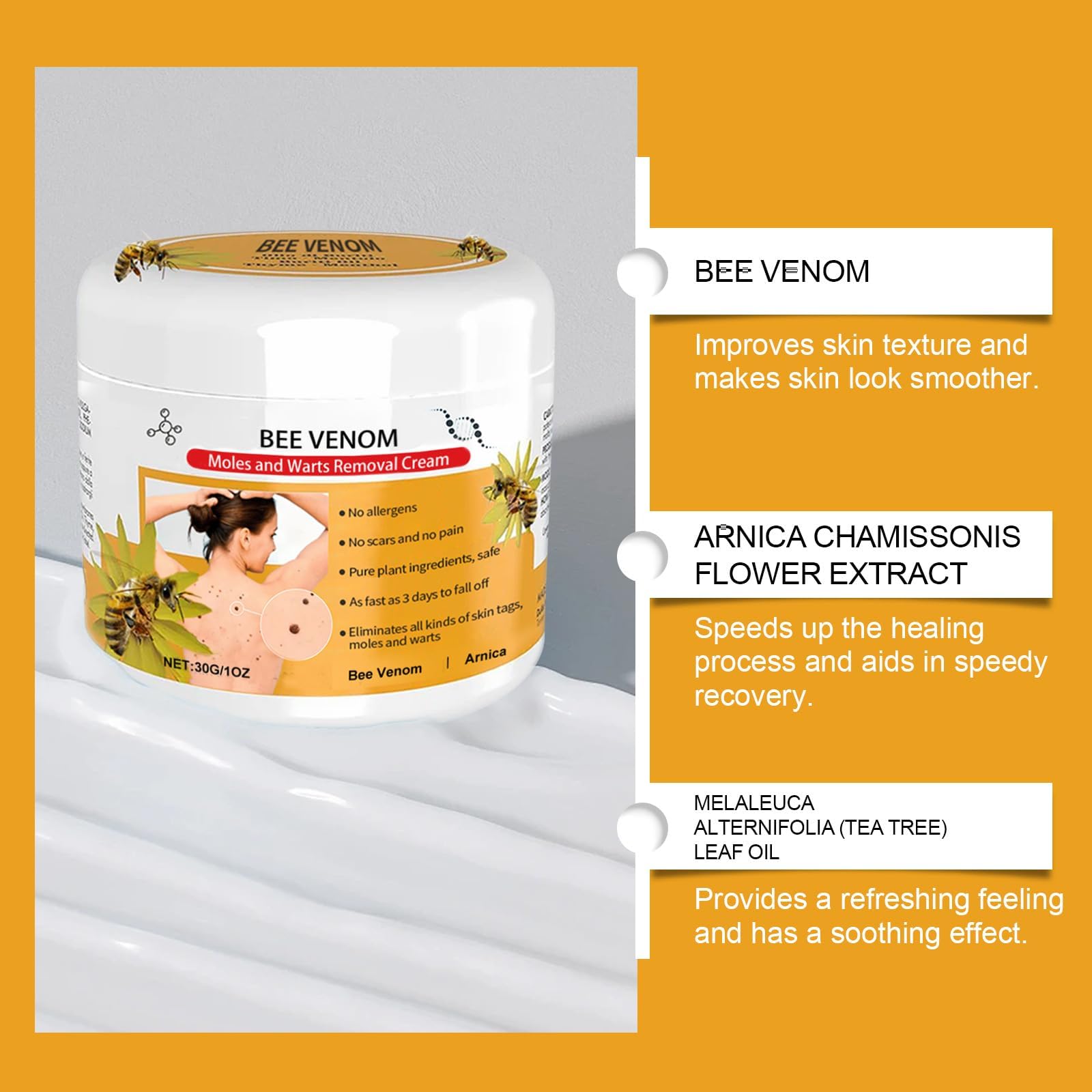 2Pcs Wart Remover Ointment, Bee Venom Cream wart Removal,wart Remover,bee Venom wart and Tags Removal Treatment Spray,bee Venom