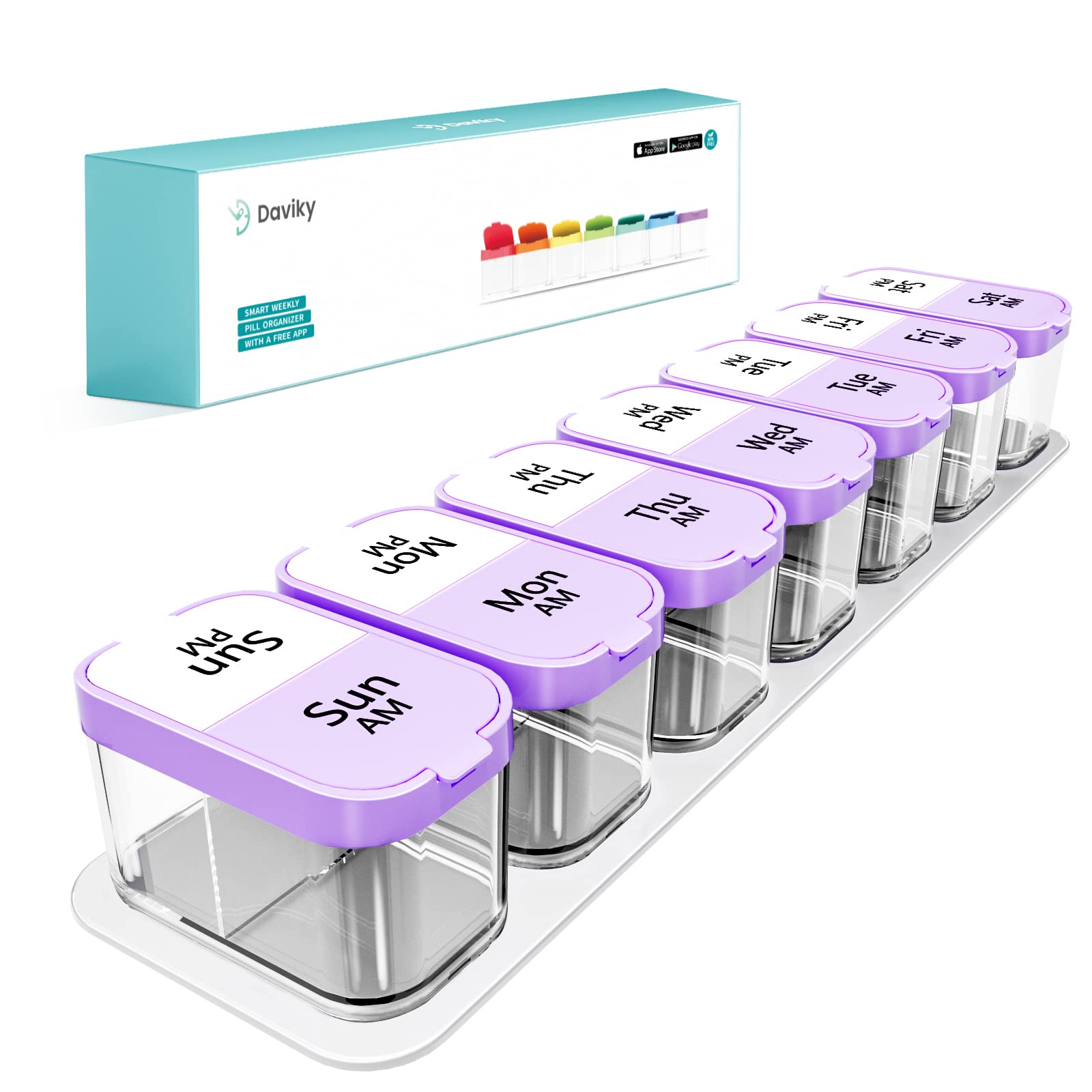 Daviky Large Pill Organizer 7 Day, Weekly XL Pill Box 2 Times a Day, Extra Big Medicine Case AM PM for Vitamins, Supplements and