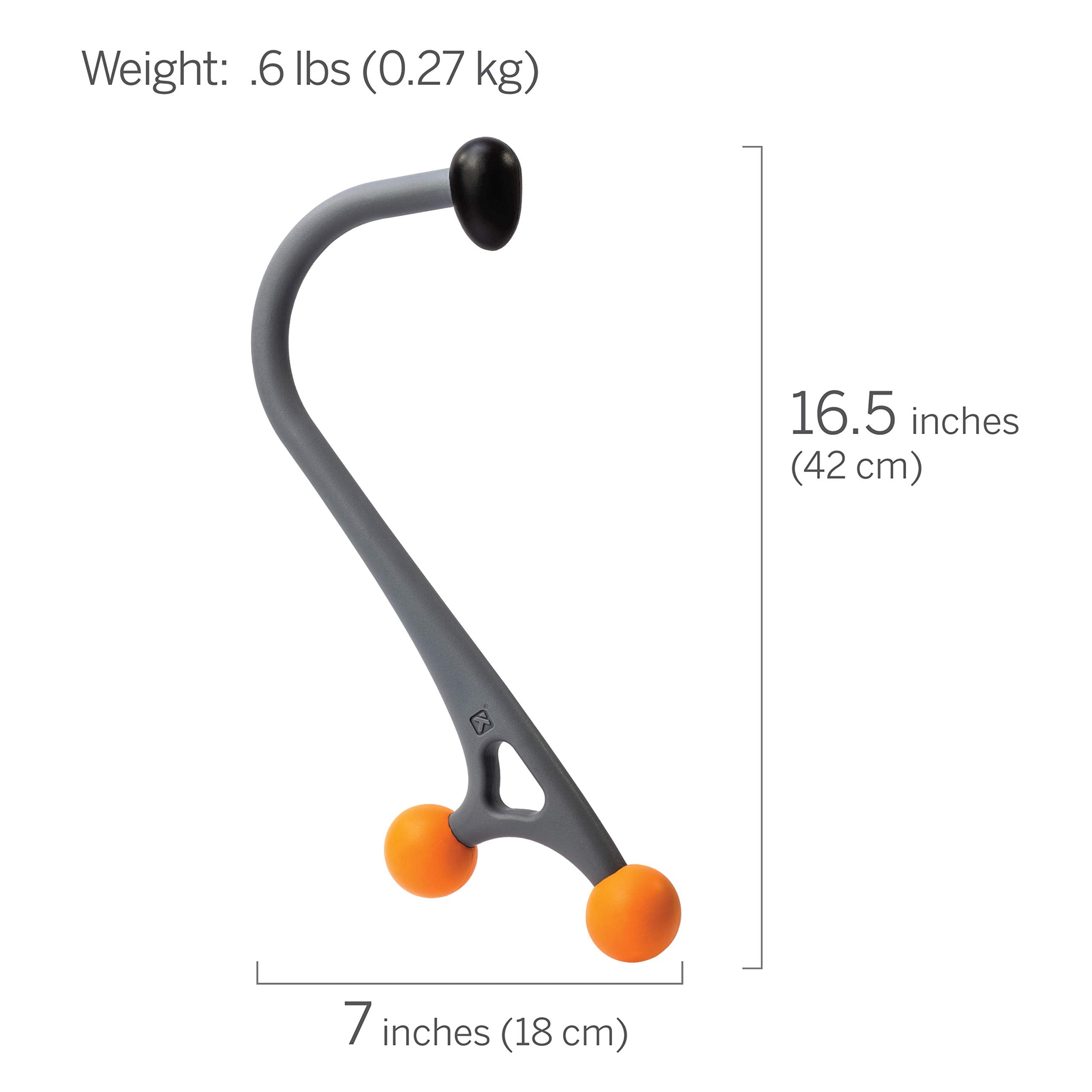 TRIGGERPOINT PERFORMANCE THERAPY AcuCurve Massage Cane for Neck, Back and Shoulders, Gray/Orange