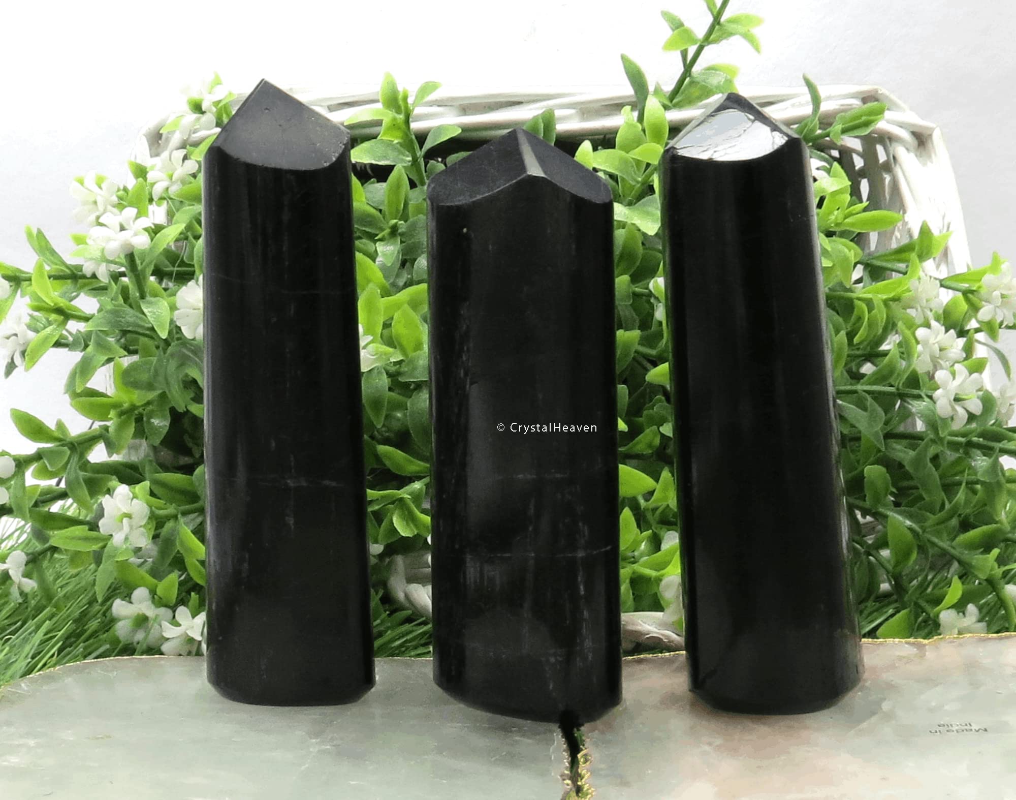 Crystal Heaven Black Tourmaline Crystal Tower Obelisk Point For Chakra, Healing And Balancing - Aaa Grade Original Certified Gem