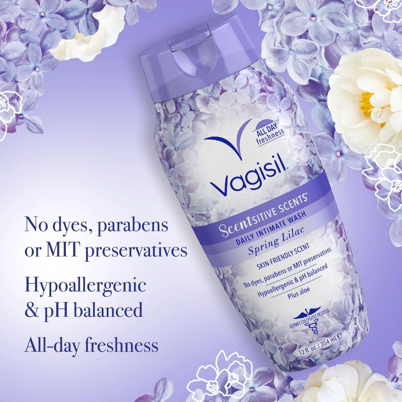 Vagisil Feminine Wash for Intimate Area Hygiene, Scentsitive Scents, pH Balanced and Gynecologist Tested, Lavender Wildflower, 1