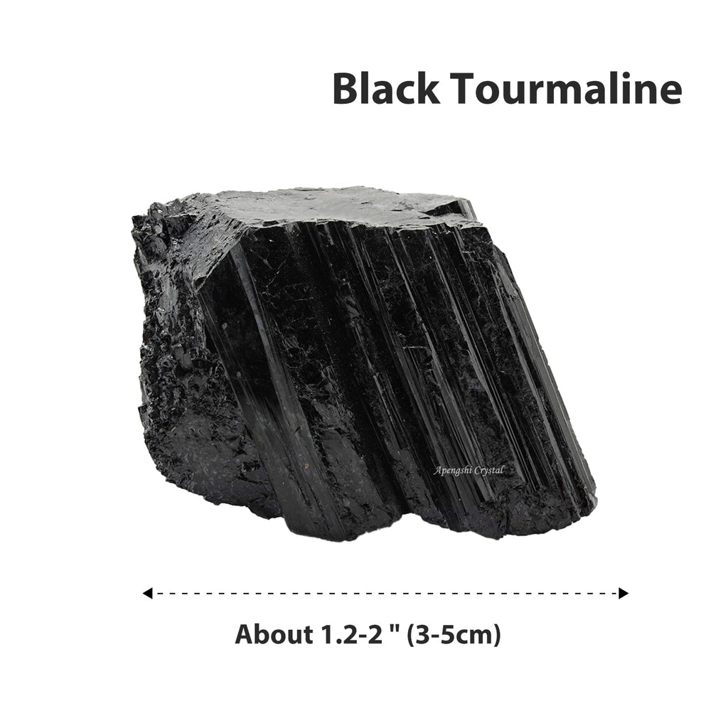 Apengshi Natural Raw Black Tourmaline Crystal 2PCS Healing Rough Black Tourmaline Crystal for Meditation Chakra Balance Tumbling
