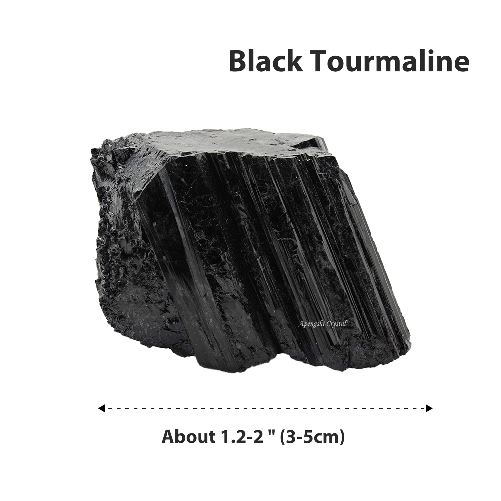 Apengshi Natural Raw Black Tourmaline Crystal 2PCS Healing Rough Black Tourmaline Crystal for Meditation Chakra Balance Tumbling