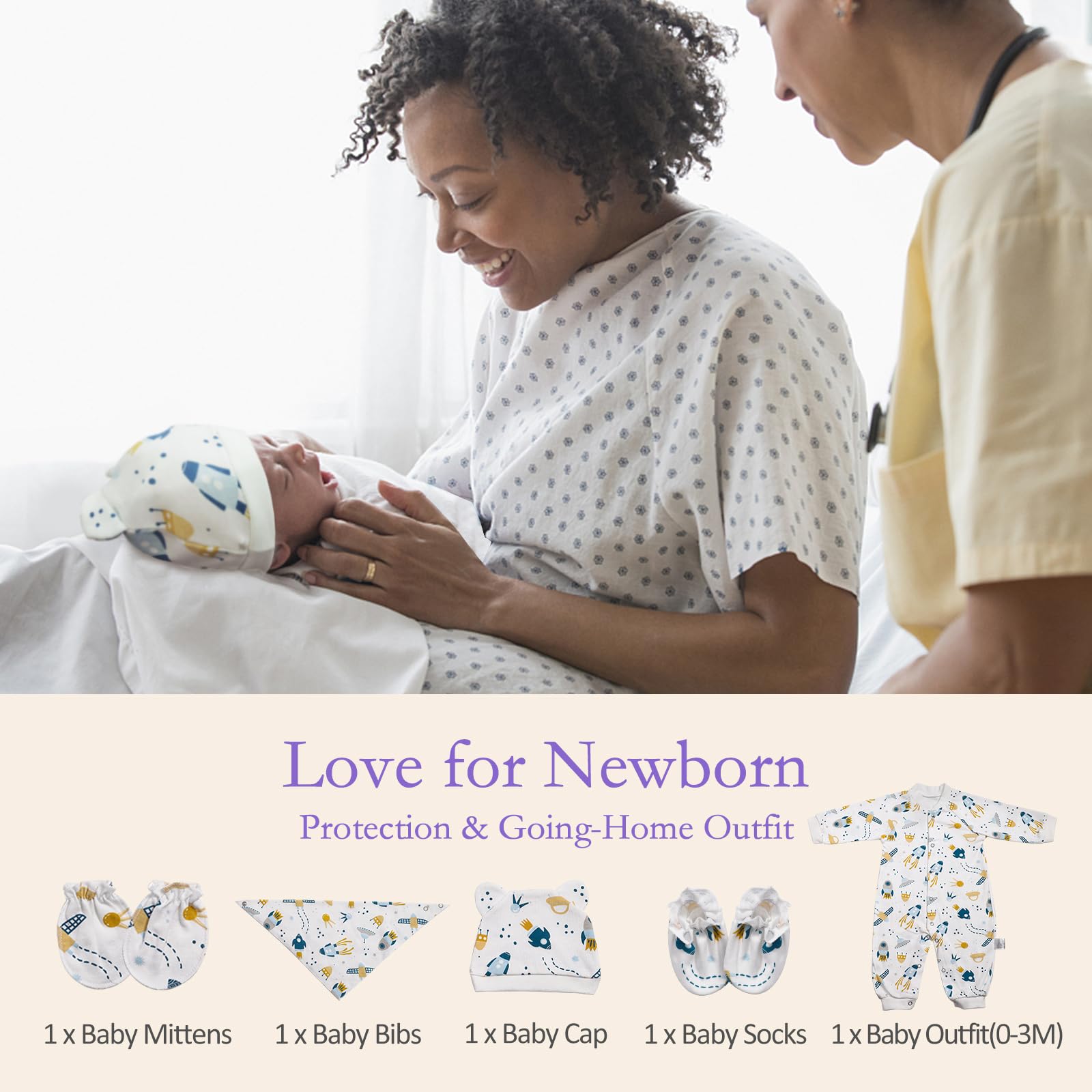 Grownsy Postpartum Mom & Baby Essential Kits, Postpartum Recovery Kit for Labor &Delivery with Hospital Essentials for Women Aft
