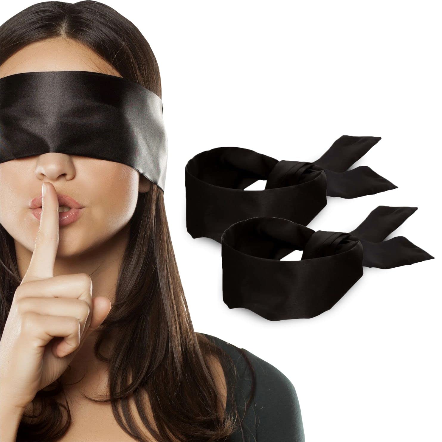 Lang Horn 2 pcs Silk Satin Blindfold Eye Mask Sleep Mask Soft Satin Eye Cover Silk Sleeping mask Valentine Gift 155cm / 62    (2