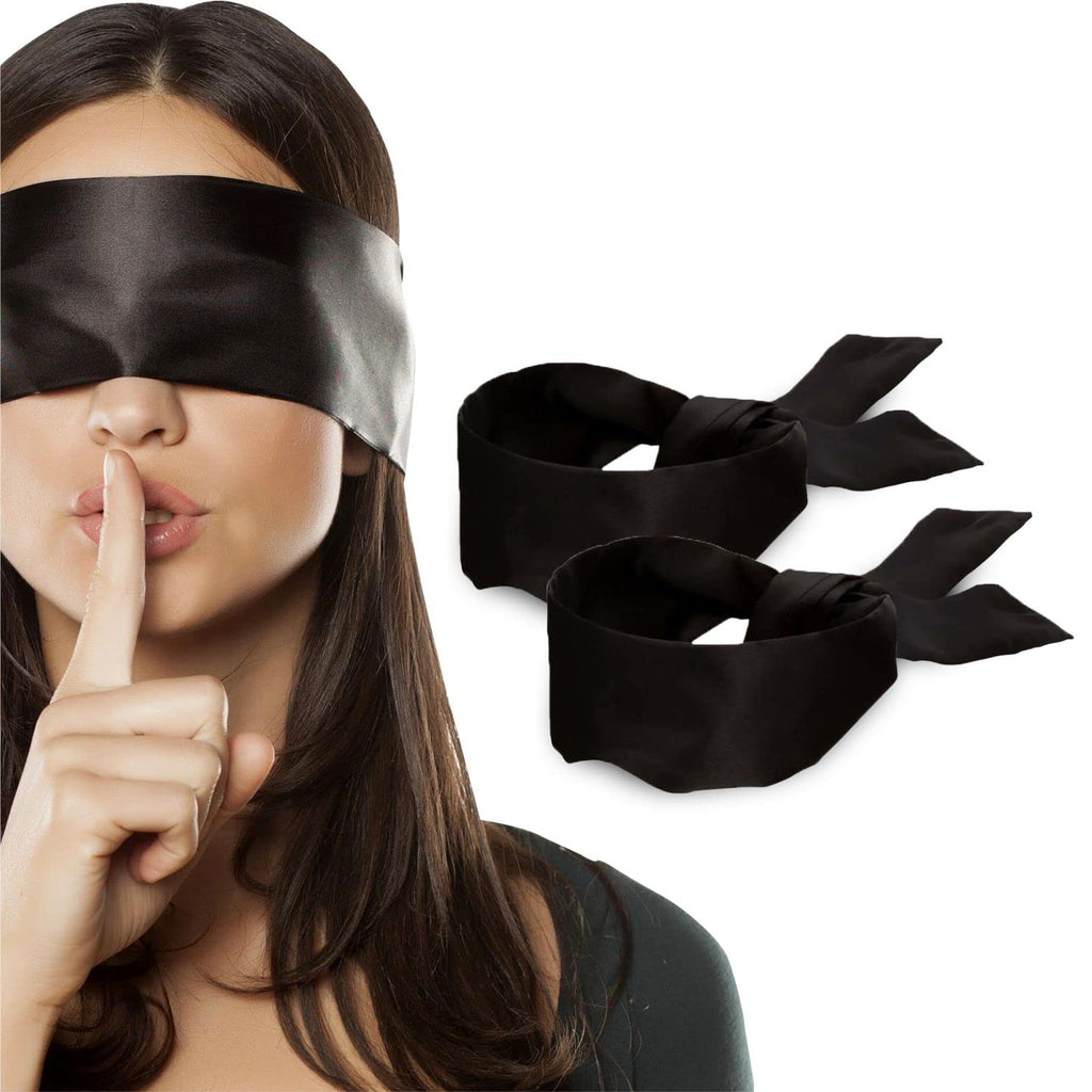 Lang Horn 2 pcs Silk Satin Blindfold Eye Mask Sleep Mask Soft Satin Eye Cover Silk Sleeping mask Valentine Gift 155cm / 62    (2