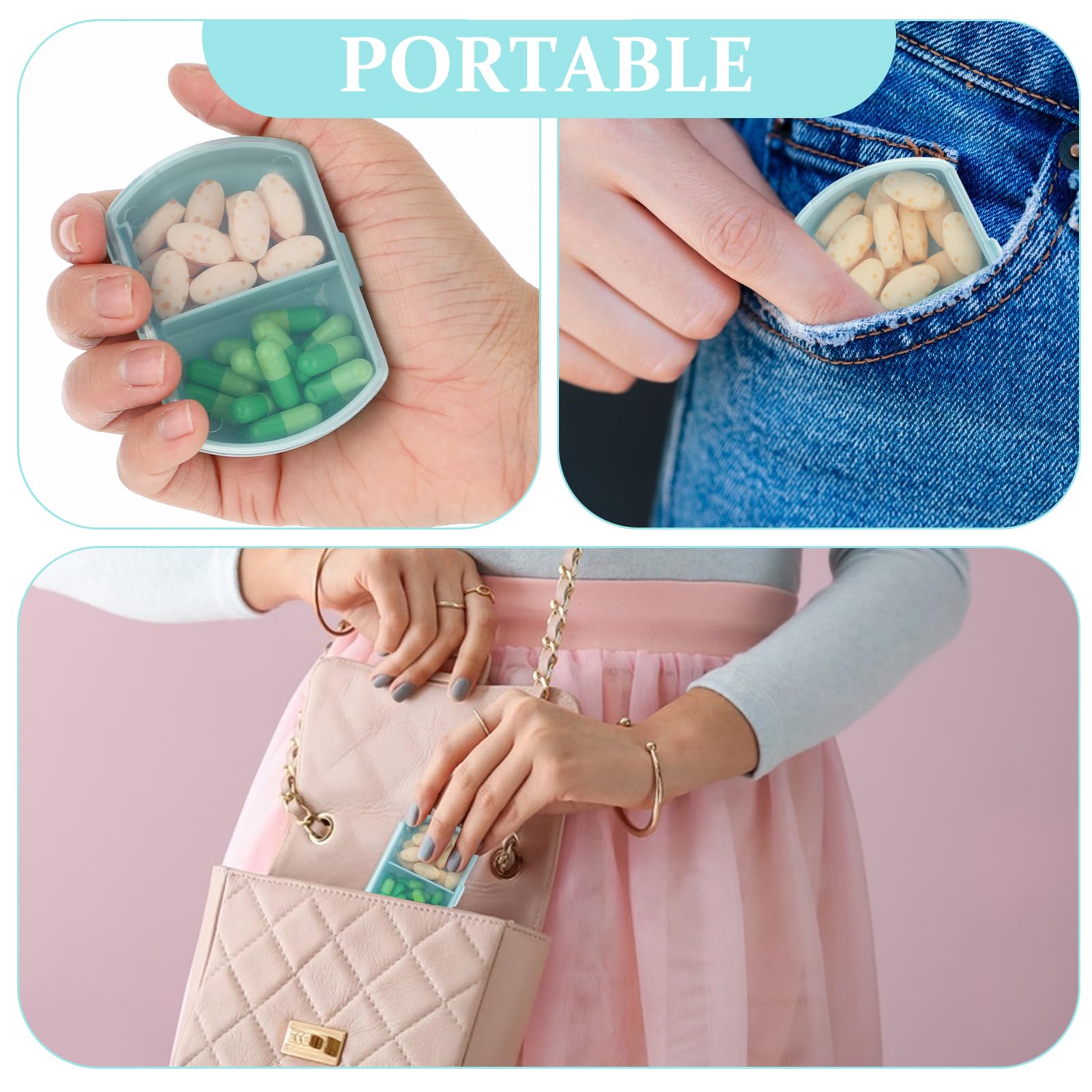 Sibba Pill Organizer Medicine Box Case Container Medication Supplement Kit Pocket Holder Bottle Dispenser 2 Times A Day Pillbox