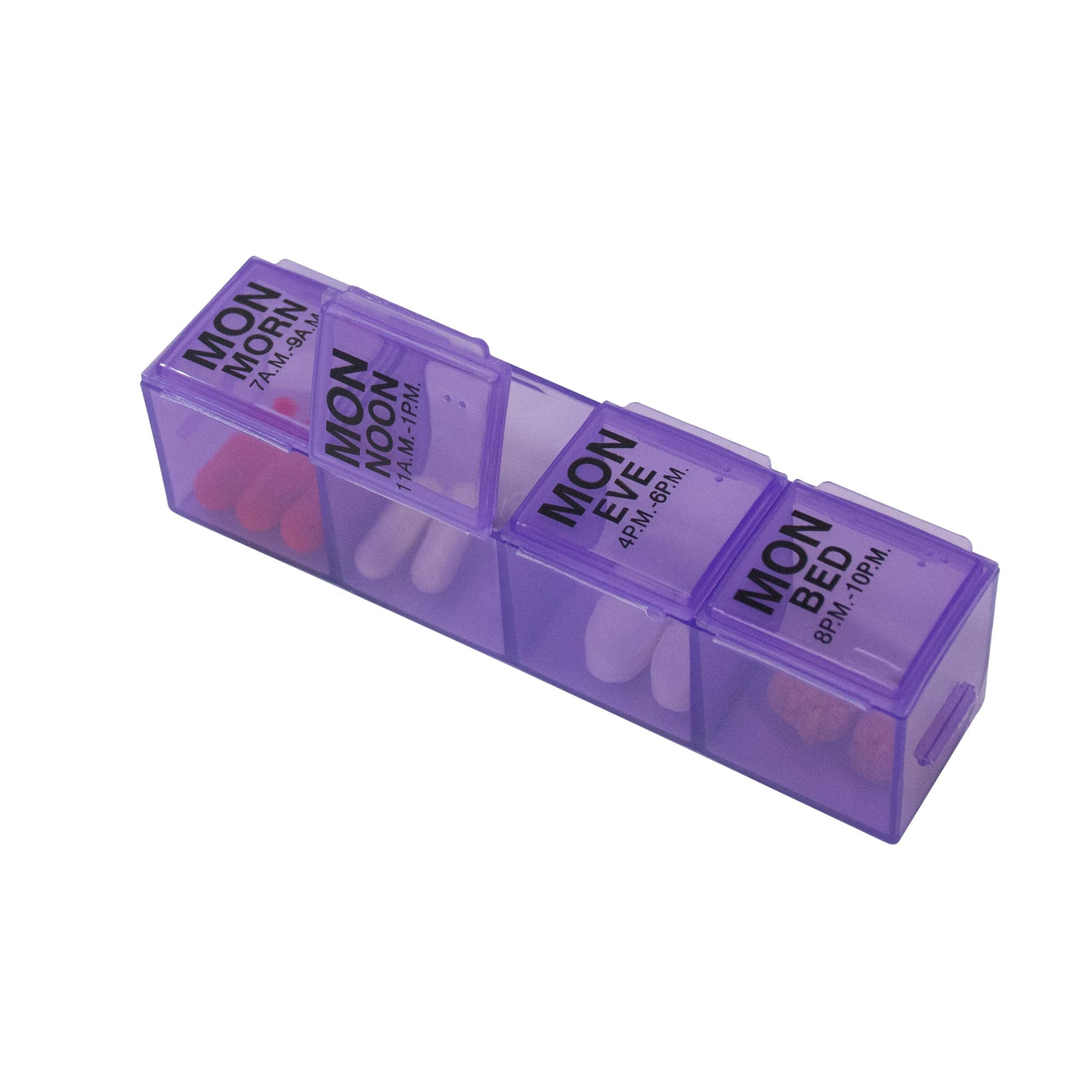 GMS 4 Times Per Day Weekly Slant Tray Pill Organizer - Includes 7 Removable Pill Boxes Designed to Protect and Remind That its M