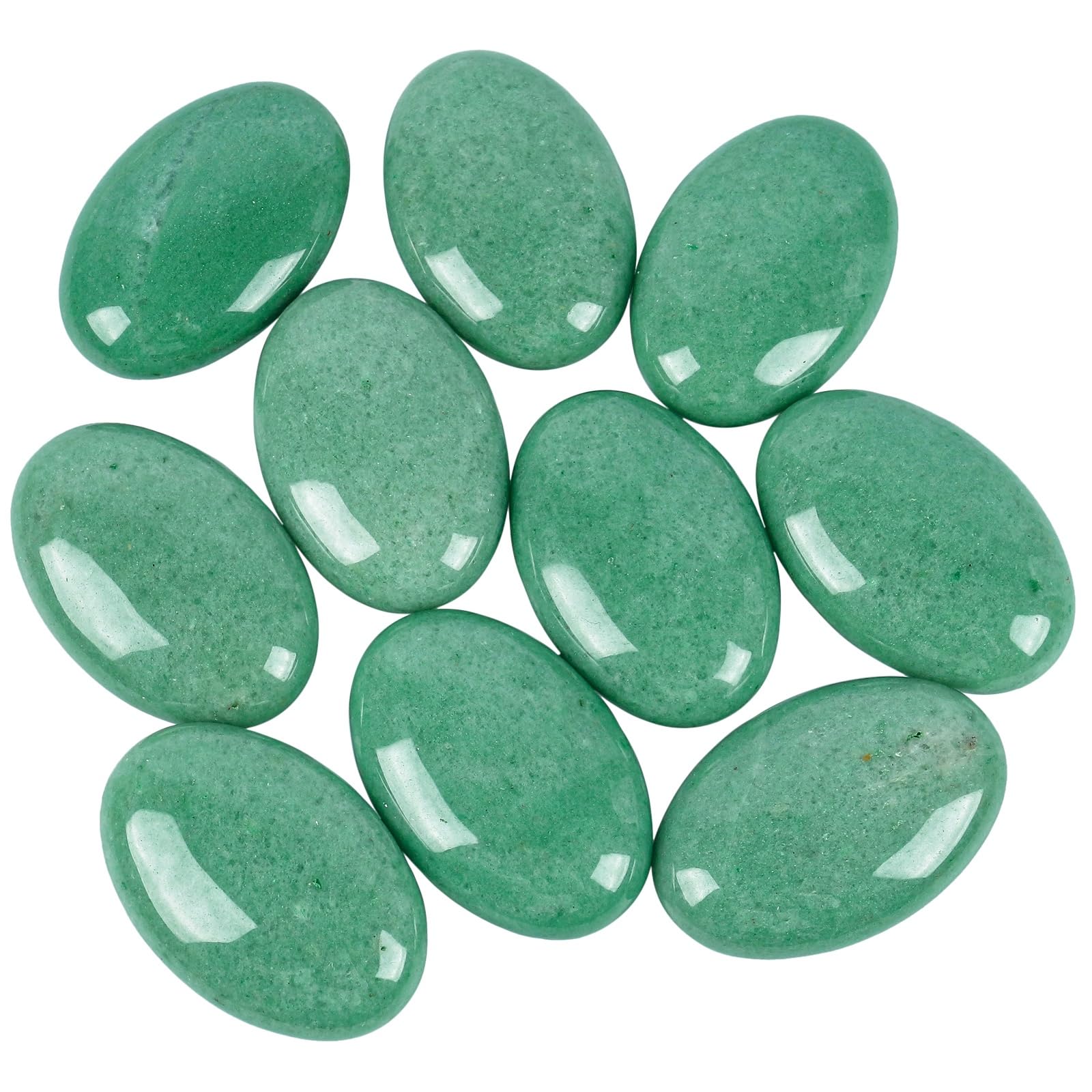 Loveliome Natural Green Aventurine Oval Polished Worry Stones, Healing Crystal Indoor Fountain Stones Massage Energy Anxiety Rel