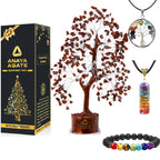Crystal Trees for Home and Office Decoration, Red Jasper Chakra Healing Crystals Feng Shui Handmade Trees for Positive Energy, M