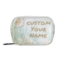 Custom Pill Box 7 Day Pill Case Bag Golden Flowers Personalized Name Travel Pill Organizer Bag with Zipper Portable Weekly Case 
