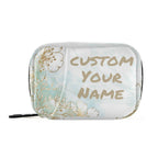 Custom Pill Box 7 Day Pill Case Bag Golden Flowers Personalized Name Travel Pill Organizer Bag with Zipper Portable Weekly Case 