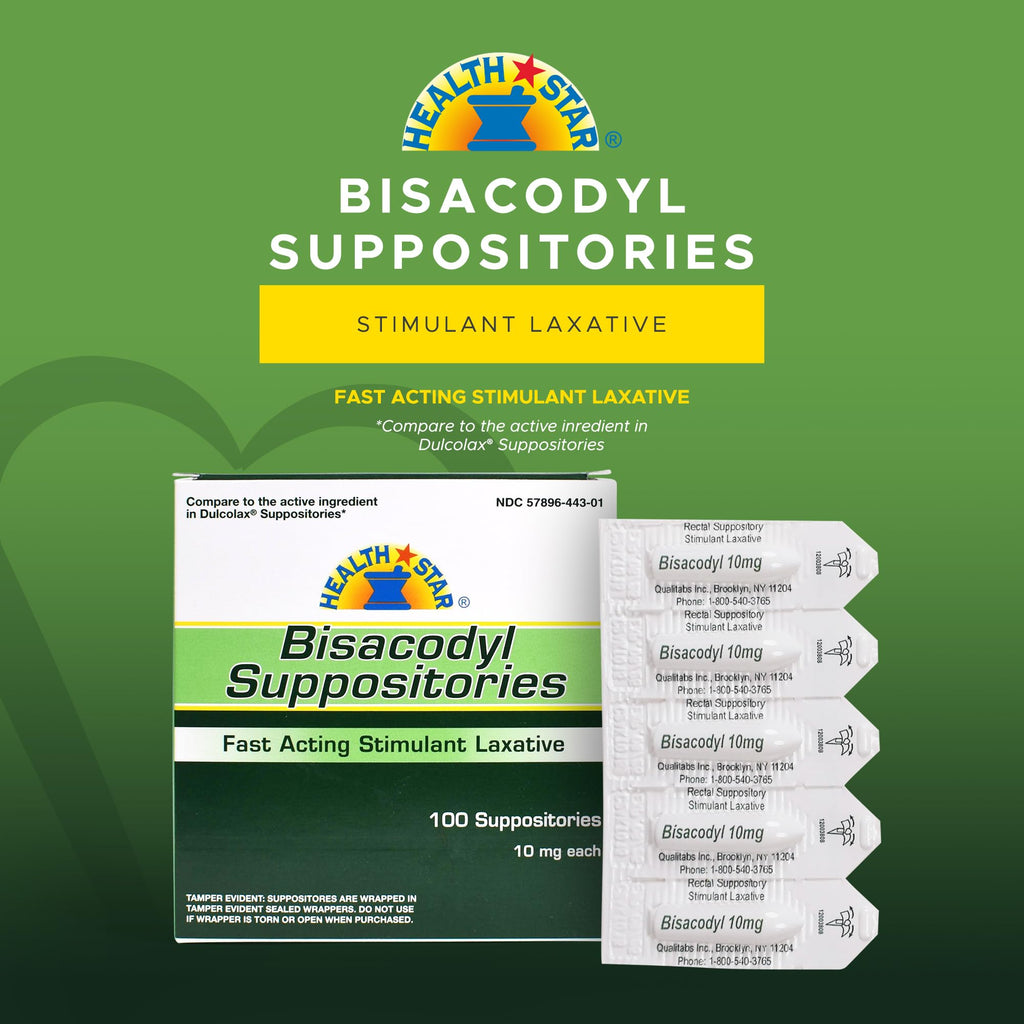 GeriCare Bisacodyl Suppositories, Fast Acting Laxative 100 Count (Pack of 1)