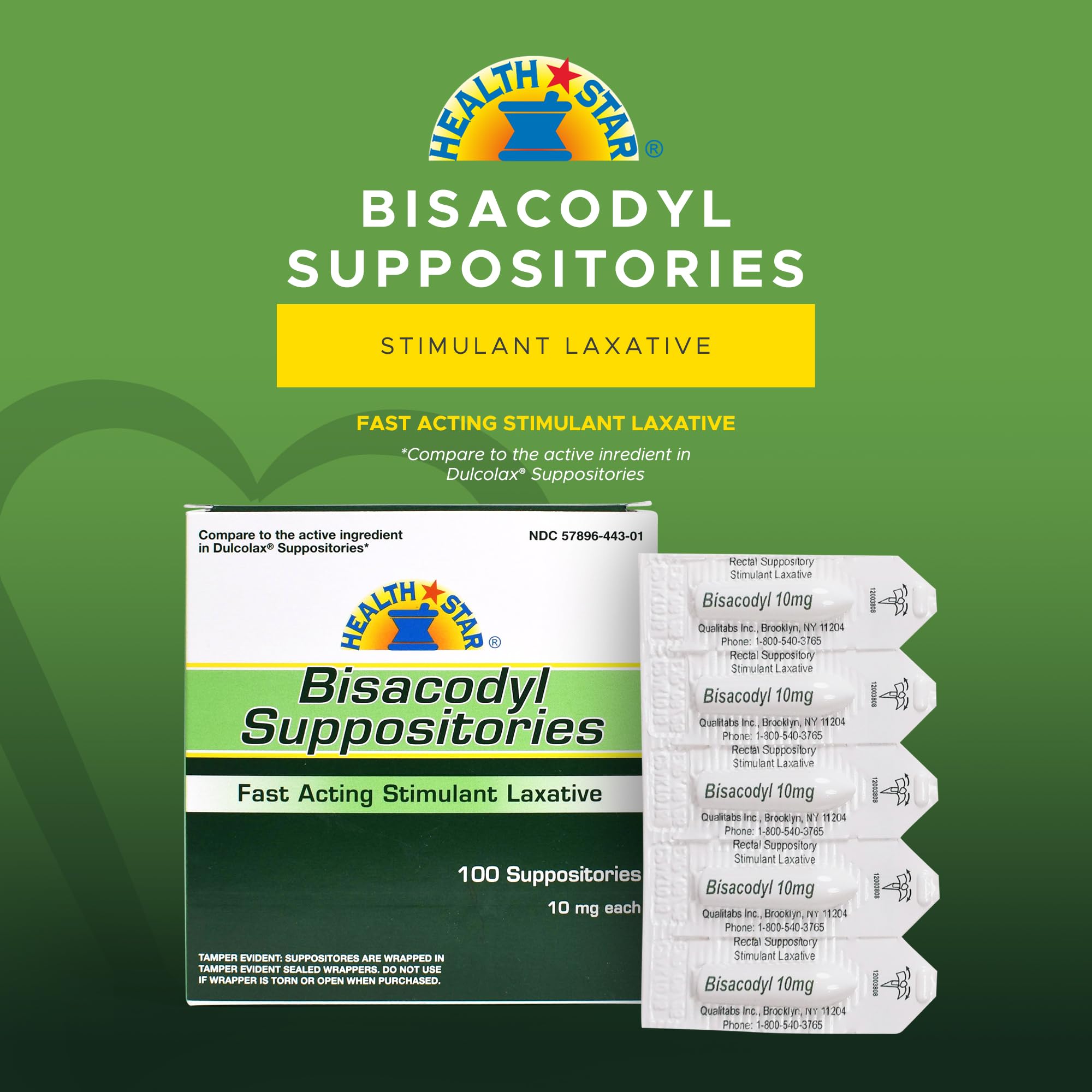 GeriCare Bisacodyl Suppositories, Fast Acting Laxative 100 Count (Pack of 1)
