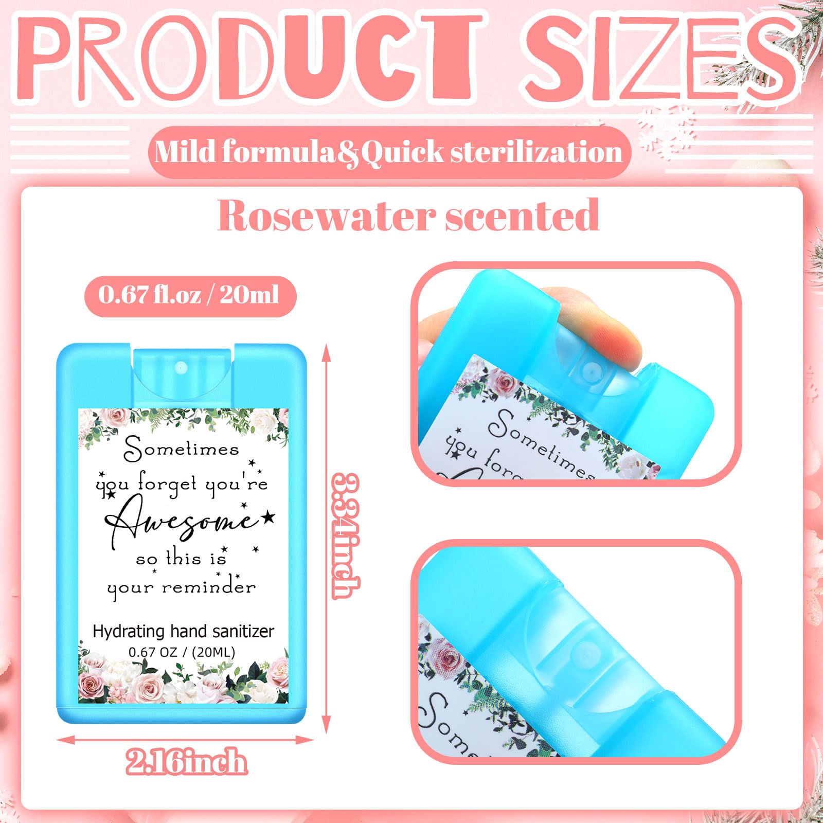 Dansib 24 Pack Hand Sanitizer Spray Bulk Thank You Travel Size Mini Hydrating Hand Sanitizer Pocket Spray Gifts for Housekeeping